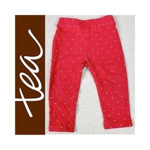 TEA COLLECTION Red Leggings with Gold Polka Dots 18-24 Months